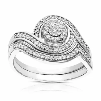 Vir Jewels 1/3 cttw Lab Grown Diamond Wedding Bridal Set in Sterling Silver For Women