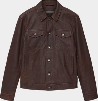 John Varvatos Men & apos;s Andrew Leather Trucker Jacket