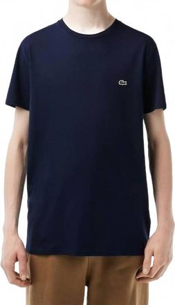 Lacoste Short Sleeve Crewneck Pima Cotton Jersey T-Shirt In Navy Blue