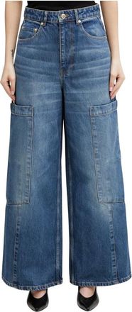 Ganni Baggy Wijde Jeans in Stijf Denim - Dames - Loose Fit Jeans - Blauw - W27 L33 - Denim - Jeans