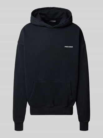 Pegador Oversized Hoodie mit Logo-Stitching und Känguru-Tasche in Black, Größe XL