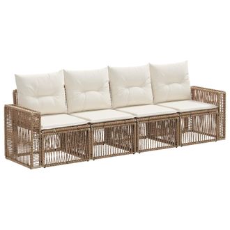 vidaXL Conjunto De Sof&aacute;s De Jard&iacute;n 4 Pcs Beige Y Blanco Crema Vidaxl