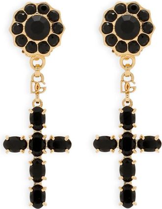 Dolce & Gabbana Golden Strass Embellished Earrings