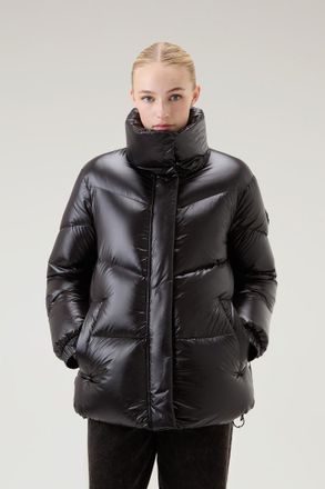 Woolrich donna Piumino Aliquippa in nylon lucido Nero Taglia XXS