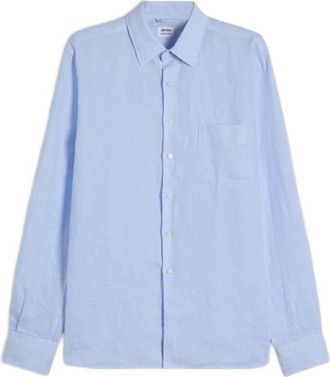Aspesi Sedici Shirt - Heren - Casual Overhemden - Blauw - M - Linnen - Overhemden