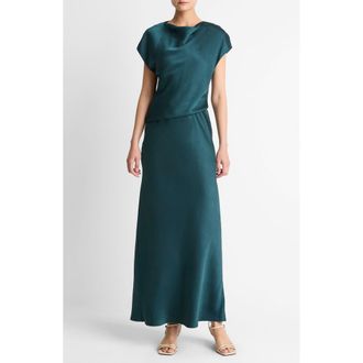 Vince Draped Cowl Neck Cap Sleeve Midi Dress in Juniper at Nordstrom Rack, Size Small