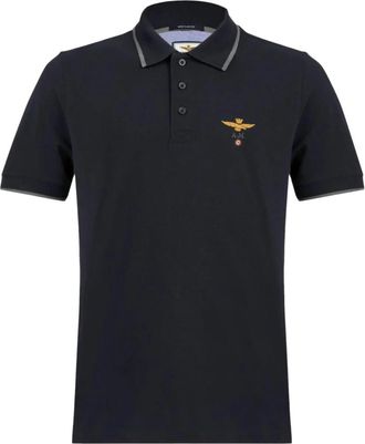 Aeronautica Piqu&eacute; Katoenen Polo - Heren - Polos - Zwart - M - Katoen - Tops