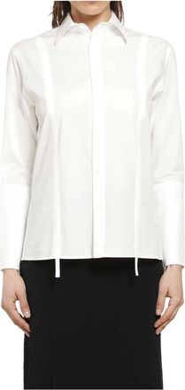 Yohji Yamamoto Overhemden, Dames, Wit, S, Katoen, Broad Gather Detail Shirt