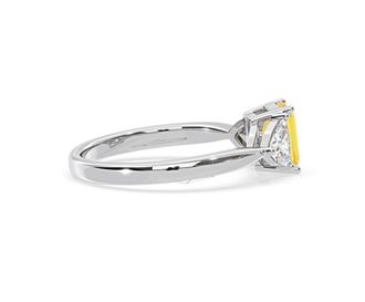 The Diamond Store Aurora Yellow Lab Diamond Emerald Cut and Trillion 1.70ct Ring in 18K White Gold - Elara Collection