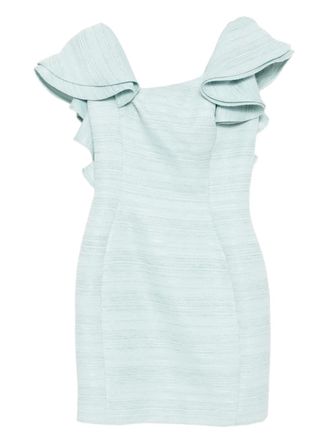 Saiid Kobeisy ruffled tweed short dress - Blue