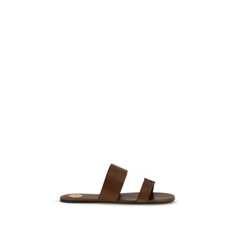 Saint Laurent Brown Calf Leather Bos Taurus Flat Womens Sandals