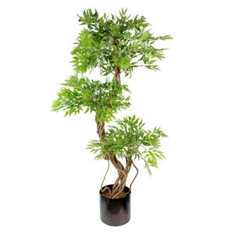 Leaf 140cm Realistic Artificial Japanese Fruticosa Ficus Tree, Green Rainbow