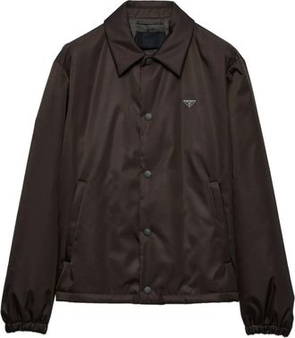 Prada triangle-logo jacket - men - Recycled Polyamide - 56 - Green