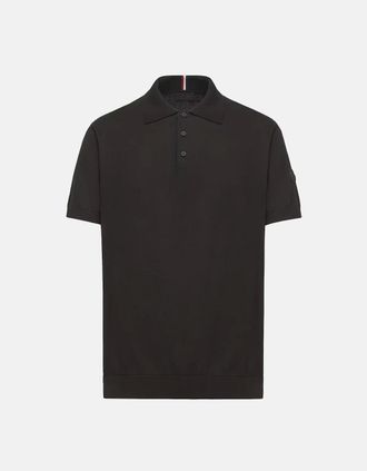 Moncler Mens Knitted Polo Shirt Black - Size: 42
