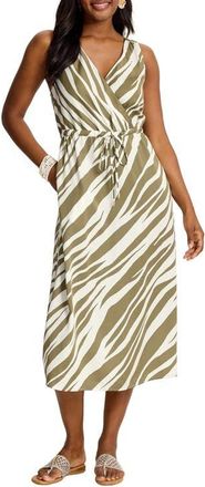 Tommy Bahama Zebra Print Satin Wrap Dress in Sea Clay at Nordstrom, Size X-Large
