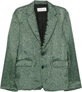 Dries Van Noten Getailleerd jasje - Heren - Jassen - Groen - Maat: XL Leer