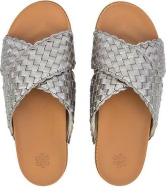 The Sak Penelope Leather Woven Slip On Sandal in Pyrite Woven at Nordstrom, Size 11