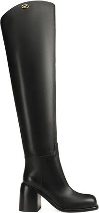 Sergio Rossi Avenue block-heel boots - women - Lamb Skin/Calf Leather/Kid Leather/Calf Leather/Rubber - 38.5 - Black