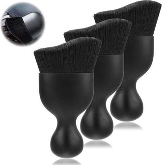 No Brand Juego De 3 Cepillos Suaves Para La Limpieza Del Interior Del Coche Con Mango Ergon&oacute;mico - Para Rejillas De Ventilaci&oacute;n, Salpicadero Y Ranuras
