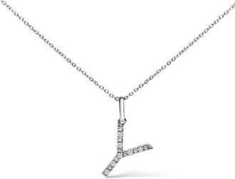 House of Brilliance Sterling Silver Diamond Accent A-Z Initial Pendant Necklace in Sterling Silver |Y at Nordstrom