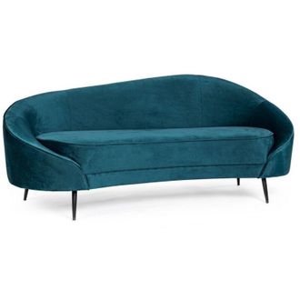 BIZZOTTO Divano in velluto Blu 2 posti Seraphin conchiglia con piedi neri 183 cm -Blu