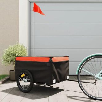 vidaXL Remolque Para Bicicleta Hierro Negro Y Naranja 45 Kg Vidaxl