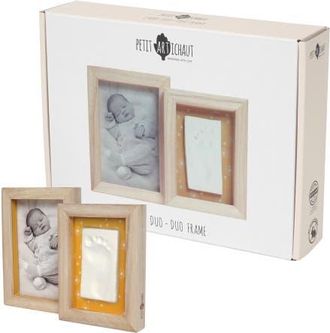PETIT ARTICHAUT Duo Baby Frame - Baby Handprint & Photo Frame, Keepsake Gift in Daisy Ochre at Nordstrom