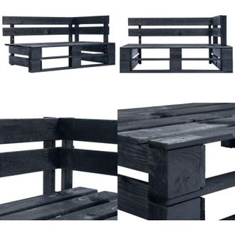 vidaXL Panca Angolare da Giardino su Pallet in Legno Nera - Panca angolare - Panca in legno