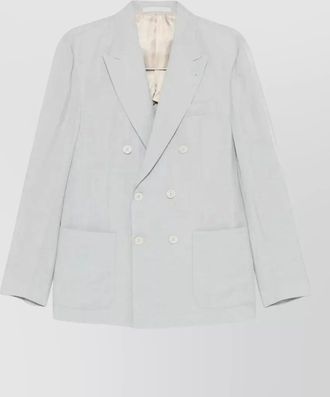 Eleventy linen double breasted suit peak lapels