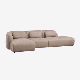 Sklum Sof&aacute; Modular Chaise Longue Izquierdo De 3 Piezas Con Div&aacute;n Derecho En Chenilla Coquette Sklum