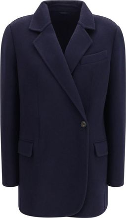 Brunello Cucinelli Navy Blue Notched Lapel Blazer