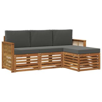 vidaXL Conjunto De Sof&aacute;s De Exterior 4 Pcs Natural Y Antracita Vidaxl