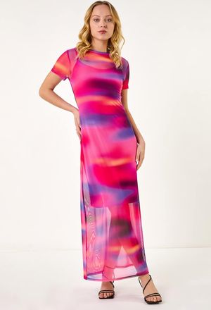 DUSK Blurred Mesh Maxi Dress