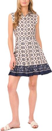Ted Baker Pleated Border Print Shirtdress in Antique White at Nordstrom, Size 14