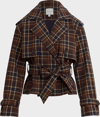 Favorite Daughter The Cropped Charles Countryside Plaid Trench Coat