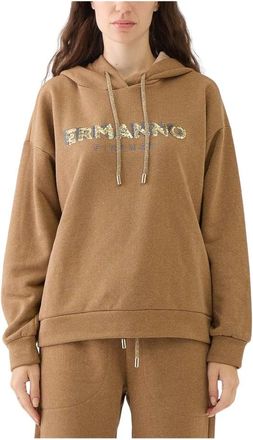 Ermanno Scervino Sequin Logo Hoodie - Dames - Hoodies - Bruin - XS - Katoen - Hoodies & sweatvesten