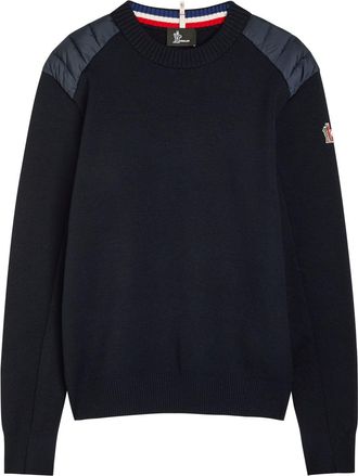 Moncler Padded-shoulder Shell and Wool-blend Jumper - Navy - Xxl