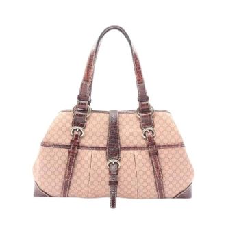 Celine Pre-owned Handbags, female, Beige, Size: ONE SIZE Pre-owned Macadam Canvas Leather Handbag