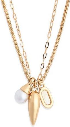 Nordstrom Rack Cluster Charm Necklace in Clear- White- Gold at Nordstrom Rack