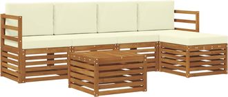 vidaXL Conjunto De Sof&aacute;s De Exterior 6 Uds. Natural Y Crema Vidaxl