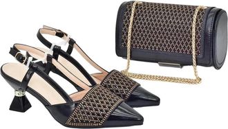 Generic Arrival Women Italian Shoes And Matching Bags Sets Decorated With Rhinestoness Party Shoes And Bag
