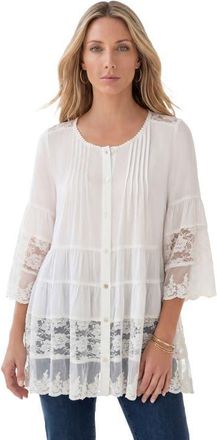 Roaman's Lace Illusion Blouse in White at Nordstrom, Size 30