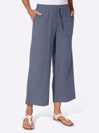 Casual Looks Culotte CASUAL LOOKS, Damen, Gr. 36, Normalgr&ouml;ssen, rauchblau, 100% Baumwolle, unifarben, 7/8-L&auml;nge, Hosen Culotte