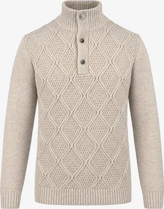 Gentiluomo Geruiten Cable Turtleneck | Beige