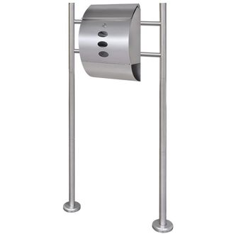 Berkfield Home Mailbox on Stand Stainless Steel in Silver