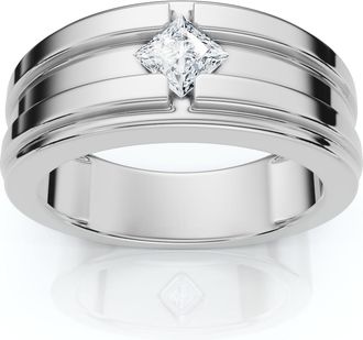 Pompeii3 1/2Ct Princess Cut Heavy Solitaire Diamond Ring Mens 14k Gold or Pt Lab Grown