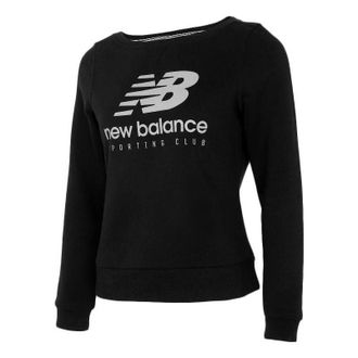 New Balance (WMNS) New Balance Logo Sweatshirt Black White AWT71616-BK