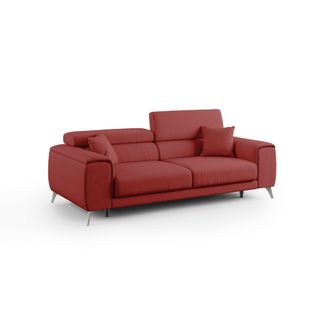Divani.Store Fusion Sof&aacute; Con Asientos Deslizantes En Tela Suave Antimanchas 215 Cm Rojo