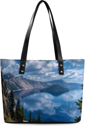 Generic Crater Lake Oregon National Park Tote Bags for Women Cute Shoulder Purses Handbags