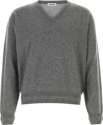 Jil Sander Grey V Neck Sweater